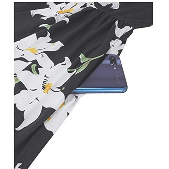 NWT A-line Halter Floral Midi Dress w/ Pockets! - Picture 3 of 4